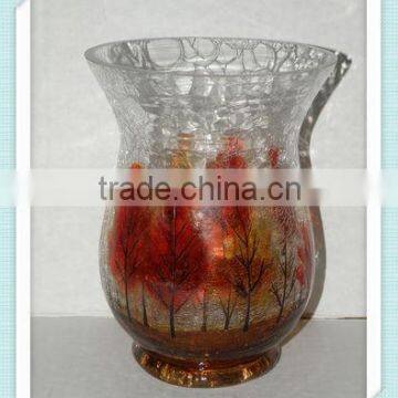 YANKEE CANDLE AUTUMN CRACKLE PILLAR CANDLE HOLDER HAND PAINTED