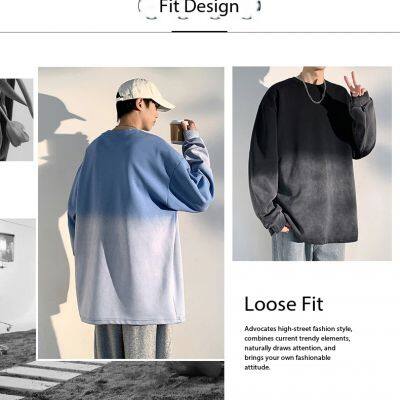 Новый дизайн свитера с градиентным блошиным узором. 100% полиэстер. Мужской свитшот с круглым воротником, повседневный, сильно промытый.