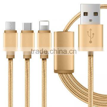 3-in-1 Micro USB + USB C + 8 pin USB Cable Bulk