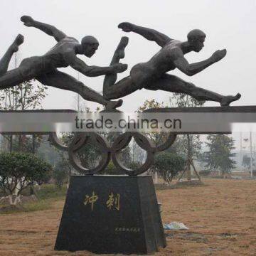 Bronze running player sculpture