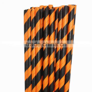 Event and Party Supplies Yellow and Black Striped Polka Dot Halloween Paper Straws