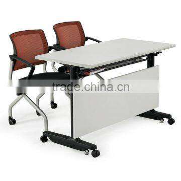 Movable Conference Table With Bookshelf Office Training Table