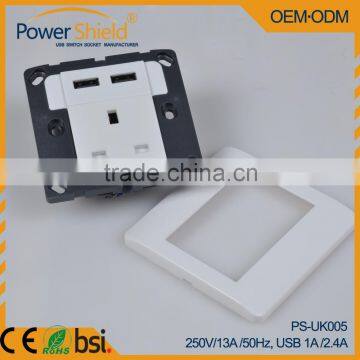 British Type G AC Power Plugs + 2 USB wall outlet socket 230V 13A with CE