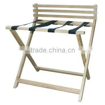 Foldable Wooden Hotel Luggage Rack with Back