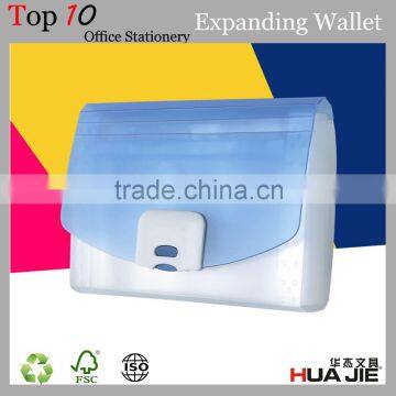 Promotional transparent color expanding wallet file folder A6 size bill bag document wallet bag