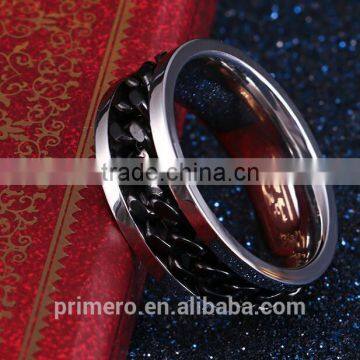 Fashion Spinner Silver Black Chain Ring For Men Stainless Steel Wedding Wholesale Cool Jewelry photo-5