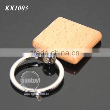 Square Wooden Material Keychain Promotional Custom Or Wholesale Metal Keyring Blank Wood Keyholder photo-2