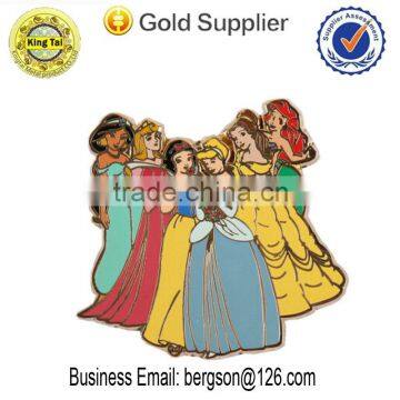 custom new design promotional 2D metal plating gold enamel pin