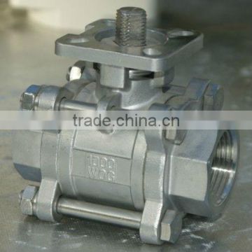 three-piece female thread ball valve with mounting pad