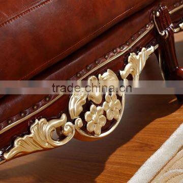 Luxury Classical French Italian European Antique Style Carved Rubber Solid Wood Frame Artistic Red Brown Leather Sofa Set Quality Choice photo-5