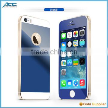 Alibaba new arrived Front+Back Metallic plating color tempered glass screen protector for iPhone 5 5s                        
                                                Quality Choice