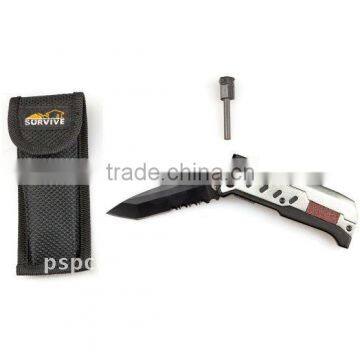 survival rescue knife with fire flint and led light