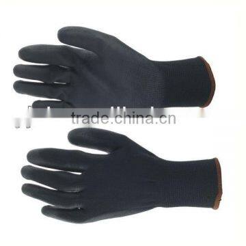 13 Gauge black terryline, PU coated glove