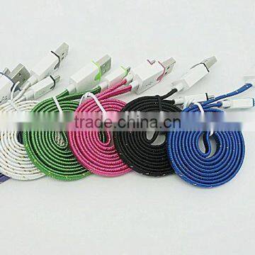 new design braid dual color flat micro cable