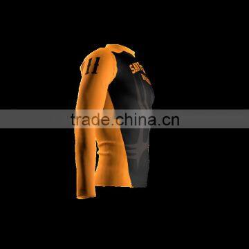 Polyester Spandex Long Sleeves Savv Show Compression Shirt/Rash Guard With Club Logo Player Name and Numbers at Sleeves photo-3