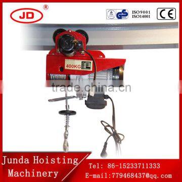 promotional wholesale 200-1000KG 220V/single phase Wire Rope Mini PA Type Electric Hoist with Electric Trolley