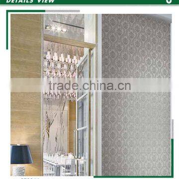 on sale embossed golden foil wallpaper, green classic damask wall covering for home walls , coordinating wall mural dealer