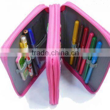 double zipper 3 Layers pencil case with stationery sets for kid