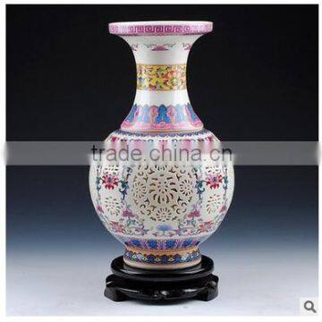 Chinese antique hollow out porcelain ceramic red and white vases from Jingdezhen