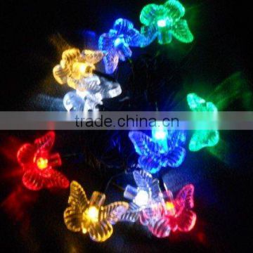 Colorful solar strip light with 10 butterfly Led +4.5M lenght Cable using for christmas,festival decoration