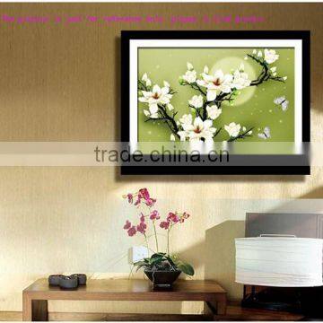 Lowest Price Handmade Needlework Embroidery Kit DIY Counted Cross Stitch Set 3D Precise Printed Magnolia Flower Butterfly