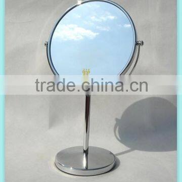 high-order round silver metal jewelry/cosmetic standing mirror