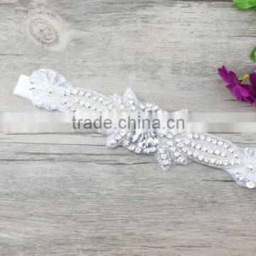 Top stretch elastic rhinestone applique headband for cute babies