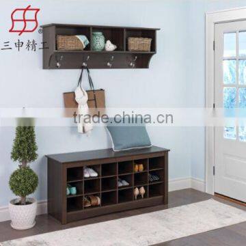 2015 Modern style choakroom furniture wooden hanging coat and hat rack, hall-stand