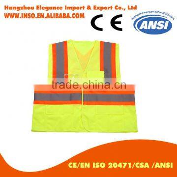 Reflective Working Safety Vest motorcycle multi pocket orange reflective vest