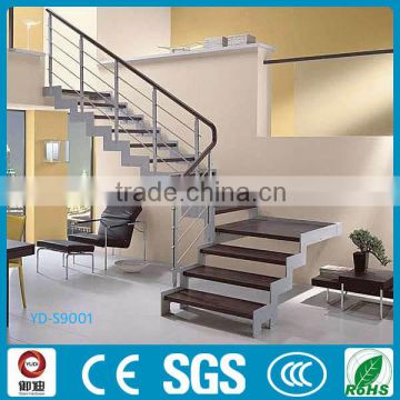 steel wooden staircase with pvc handrail