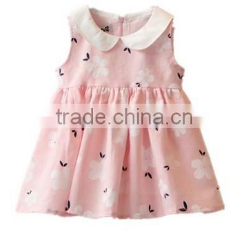 girls boutique clothing little round collar printed pink cute baby girl dresses