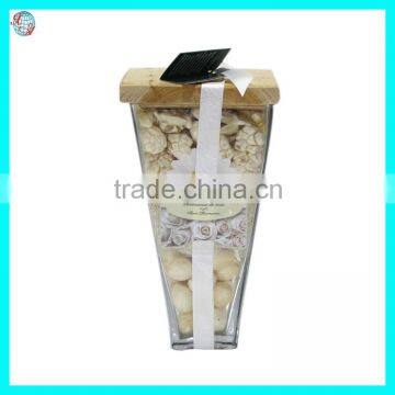Vanilla Fragrant Potpourri In Glass Vase With Wooden Cap