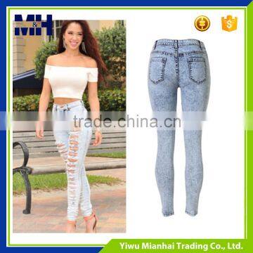 Sexy Female High Waist Snowflakes Jeans Feet Pants photo-3