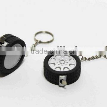 Tire tape measure with keyring