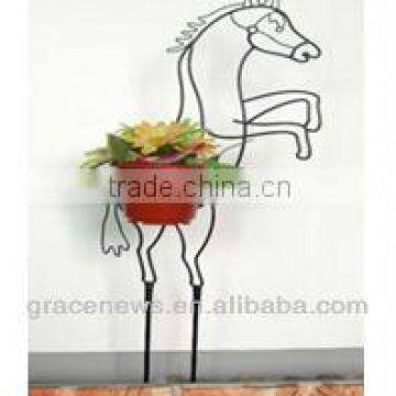 Horse Shaped Flowerpot Holder With Stake