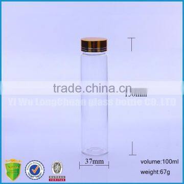 100ml borosilicate test tube glass round with metal screw cap