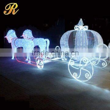 Led lighted horse carriage with santa claus for large christmas decoration