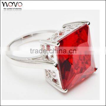 wholesale 2015 fashion red stone 925 silver china cz rings