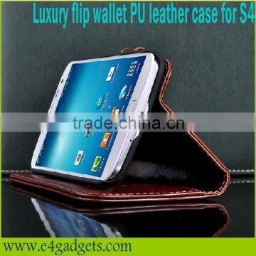 Flip luxurious PU leather case for samsung s4,for S4 leather case