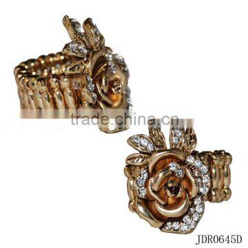 Rose flower w/leaves ring