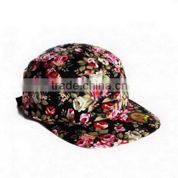 DESIGN YOUR OWN FLORAL FABRIC 5 PANEL HAT CUSTOM LEATHER PATCH