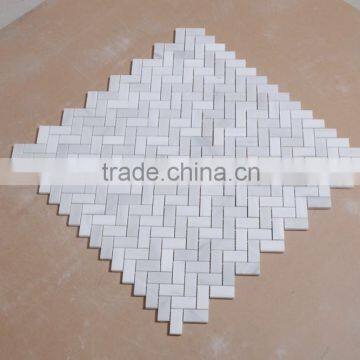 high quality herringbone whtie marble mosaic bathroom floor tiles