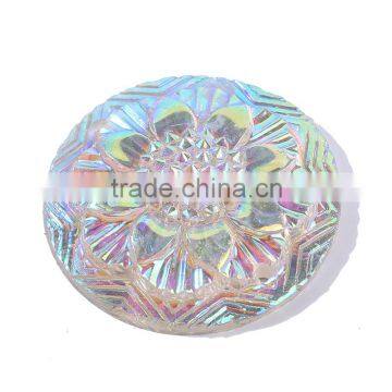 20mmflat back cabochon rhineston round shape AB color with holes sew on resin gems