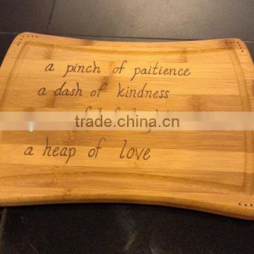 2015 new arrival new design bamboo cutting board eco-friendly chopping blocks with DIY alphabet pattern