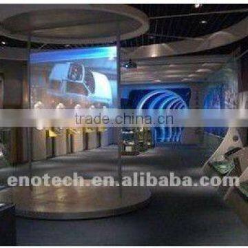 Lowest rear projection PET film screen for culture center display