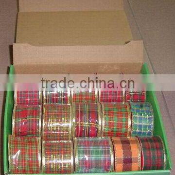 HOT SALE! 2 inch Red / Green Christmas Decorative Gift Wrapping Woven Ribbon, Checked Woven Ribbon, Tartan Fabric Ribbon