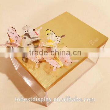 beautiful acrylic jewelry box,plexiglass acrylic rectangle box,acrylic storage box with gold engraving lid for gemstone