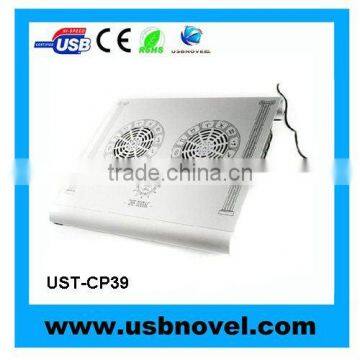 USB 2-Fan Ergonomic Laptop Notebook Cooler Pad