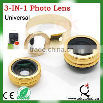 Pipe Clip Lens Universal 3 in1 telephone Camera Lens for iphone Samsung HTC Nokia Blackberry