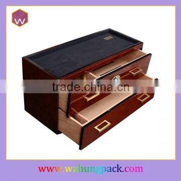 Stylish High Quality Wooden Case Cigar Packaging Box With Drawers Collection